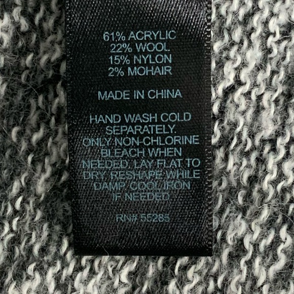 Express Long Sleeve Cowl Neck Sweater Heather Gray & White G4 - Picture 8 of 8